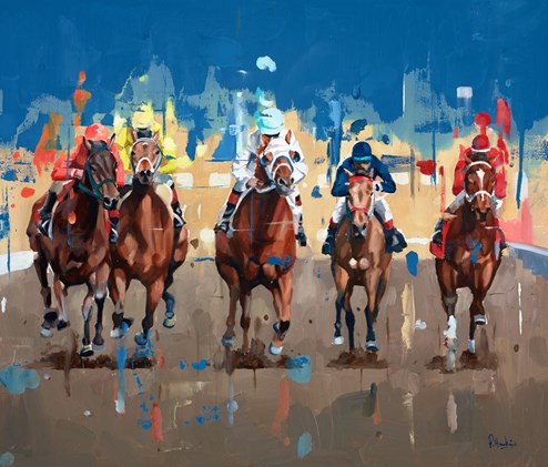 Race Time by Pete Hawkins - Original Painting on Box Canvas